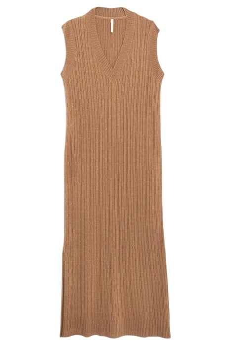 SAND LUREX CABLE KNIT LONG DRESS 3