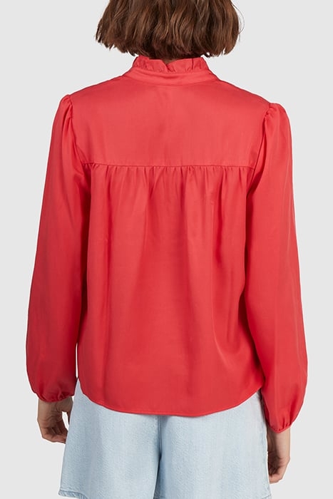 CORAL BLOUSE WITH RUFFLED COLLAR 2