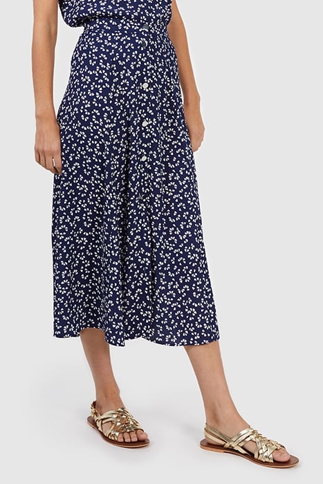NAVY GRAPHIC PRINT LONG SKIRT 1