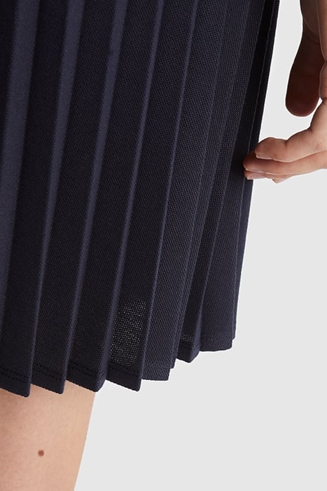 NAVY PIQUE KNIT PLEATED DRESS 6