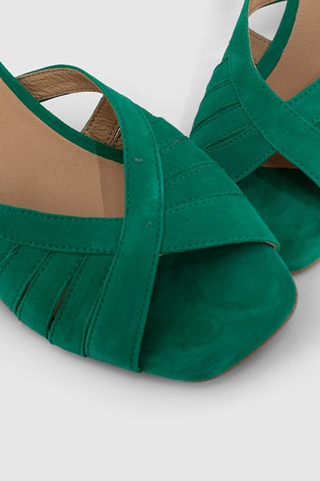 MEADOW GREEN SUEDE HEELED SANDALS 6