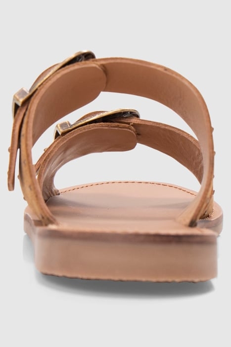 CAMEL SUEDE STUDDED FLAT MULES 4