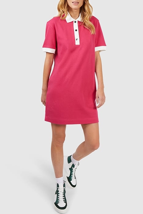 MAGENTA SWEATSHIRT FABRIC POLO DRESS 3
