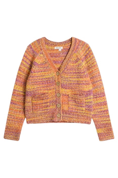 CINDY SPACE DYE CARDI ORANGE MULTI 2