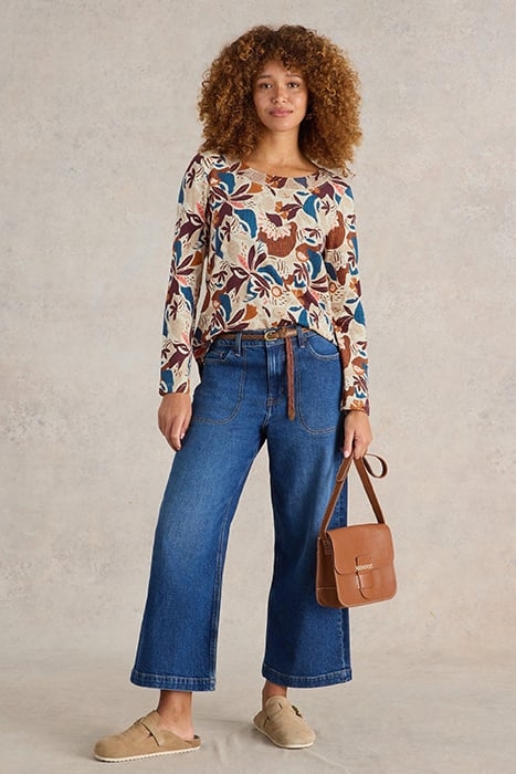 LONG SLEEVE WEAVER TEE NATURAL PRINT 1