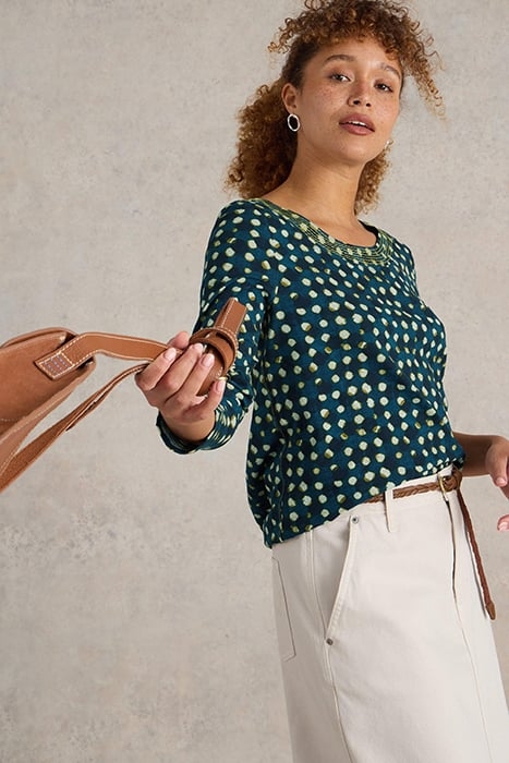 LONG SLEEVE WEAVER TEE BLUE PRINT 4