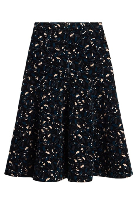 QUINN ORGANIC CORD SKIRT BLACK PRINT 3