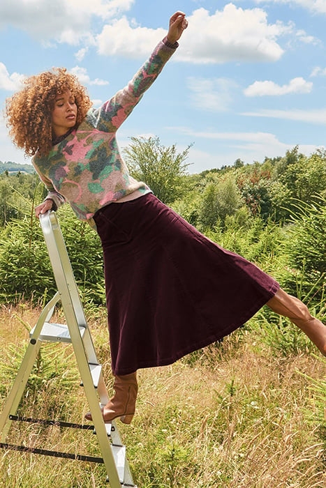 QUINN ORGANIC CORD SKIRT DARK PLUM 7