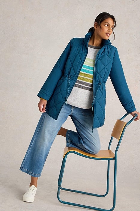 EMILIA QUILTED COAT DARK TEAL 4