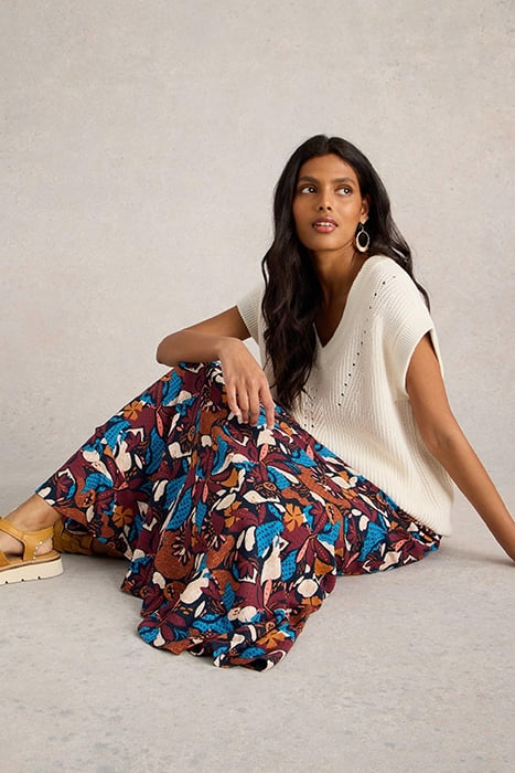 SARA MAXI SKIRT NAVY PRINT 5