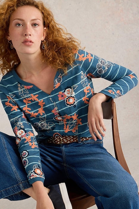 NELLY LS TEE BLUE PRINT 4