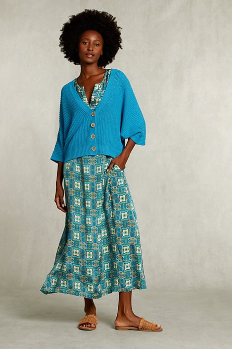 BLUE V-NECK CARDIGAN 3/4 SLEEVES BLUE 3