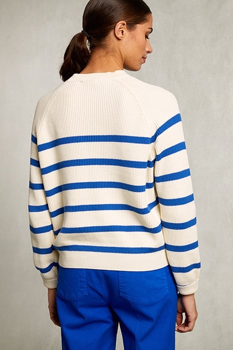 BLUE/WHITE COTTON STRIPED SWEATER BLUE 2