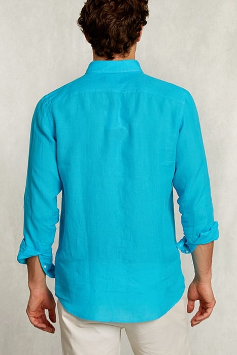 CUSTOM FIT LINEN SHIRT ST-BARTH BLUE 2