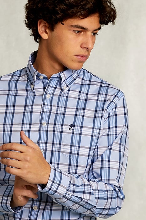 CUSTOM FIT CHECKED SHIRT WITH POCKET BLUE/WHITE MULTI 4