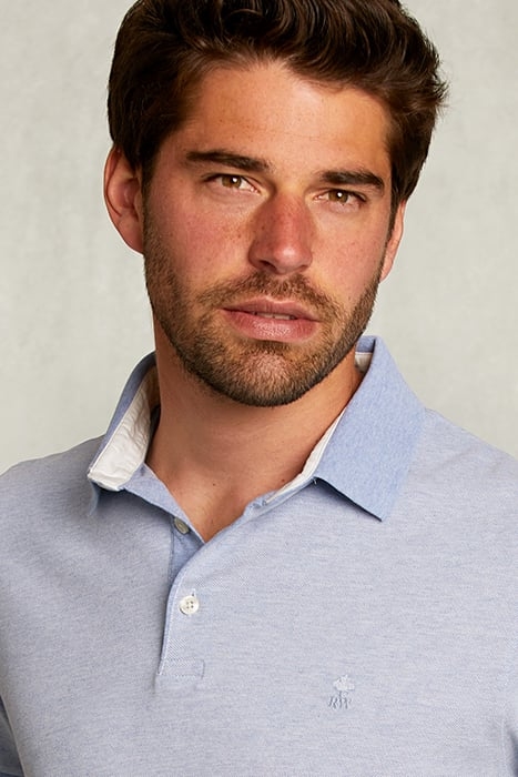 CUSTOM FIT COTTON POLO DARK CHAMBRAY MIX BLUE 4