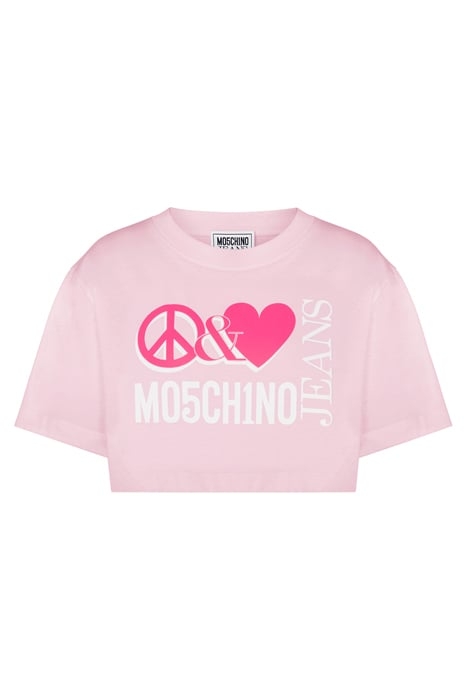 CROPPED PEACE & LOVE LOGO T-SHIRT PINK 3