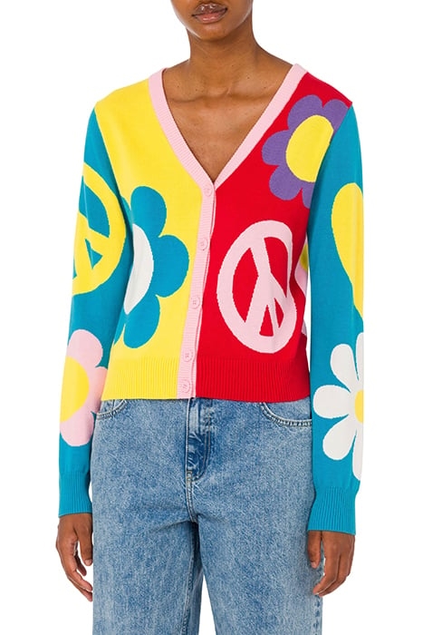 MULTICOLOR KNITWEAR WITH PEACE SYMBOLS MULTICOLOR 1