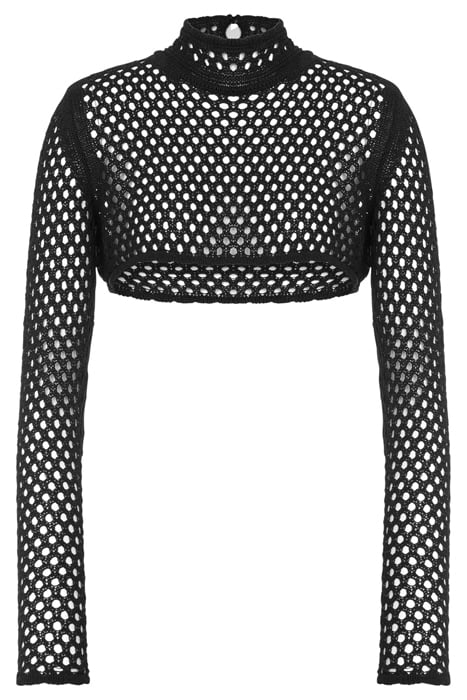 BLACK COTTON AND POLYAMIDE KNITWEAR BLACK 3