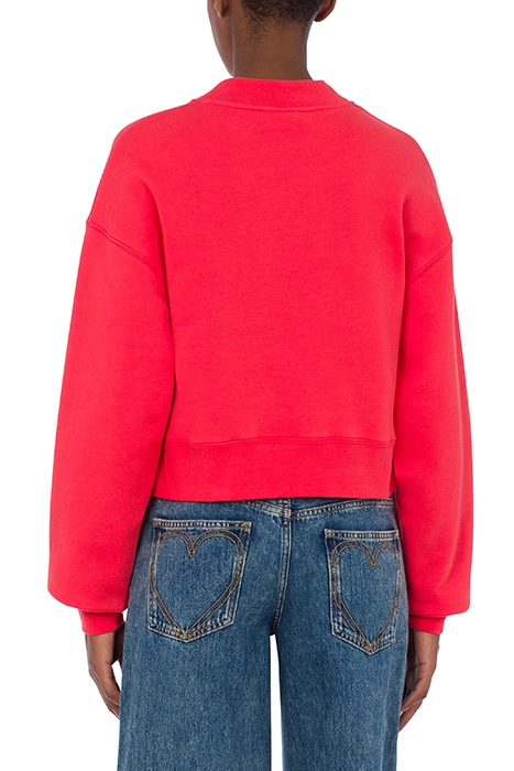 RHINESTONE LOGO DIAGONAL COTTON SWEATSHIRT PINK 2