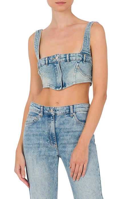 STRETCH DENIM CROP TOP BLUE 1
