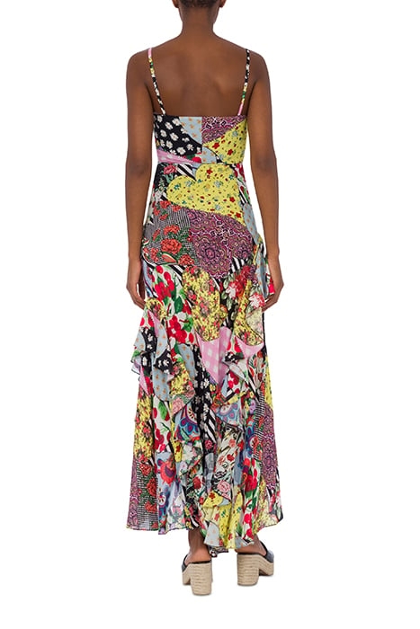 PATCHWORK PRINT GEORGETTE DRESS MULTICOLOR 2