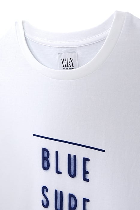 BOYS' WHITE T-SHIRT WITH RUBBER SLOGAN AND WAVES 5