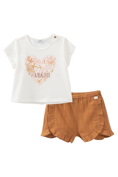 BABY GIRLS’ ECRU T-SHIRT AND CAMEL SHORTS OUTFIT 3
