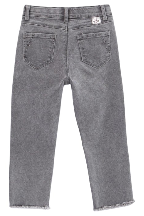 GIRLS' GREY SLIM JEANS WITH ASYMMETRIC ZIP & FRINGED CUFFS 2