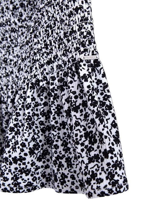GIRLS' OFF-WHITE SKIRT WITH BLACK FLOWER PRINT 5