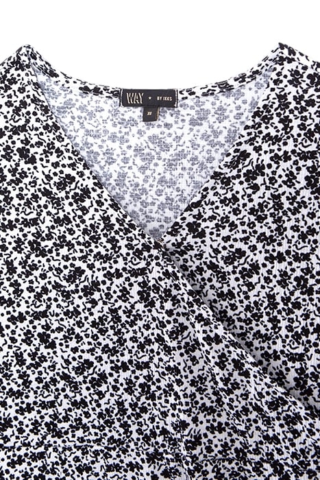 GIRLS' OFF-WHITE LONG DRESS WITH BLACK FLOWER PRINT 3