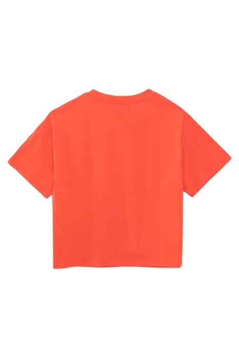 GIRLS’ RED ORGANIC COTTON T-SHIRT WITH EMBROIDERED SLOGAN 2