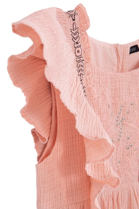 GIRLS’ PEACH WAFFLE FABRIC DRESS WITH EMBROIDERY 5
