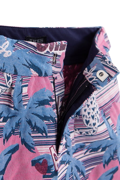 GIRLS’ WHITE PALM TREE-LEOPARD JACQUARD SHORTS 5