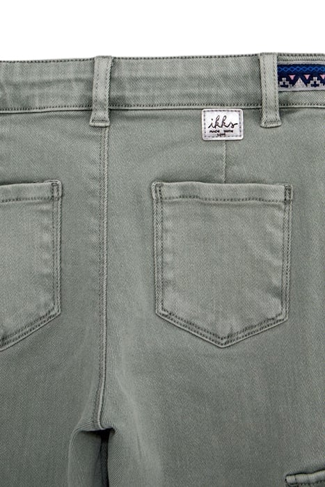 GIRLS' KHAKI CARGO JEANS WITH EMBROIDERED BRAID 5