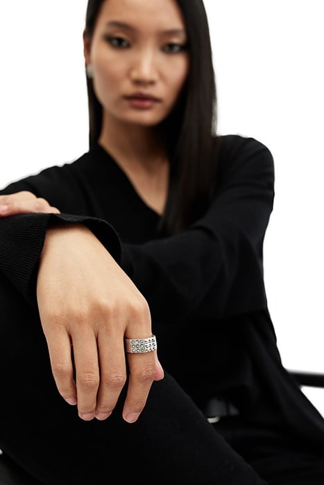 RIANNE HEX CHNK RING WARM SILVER 2