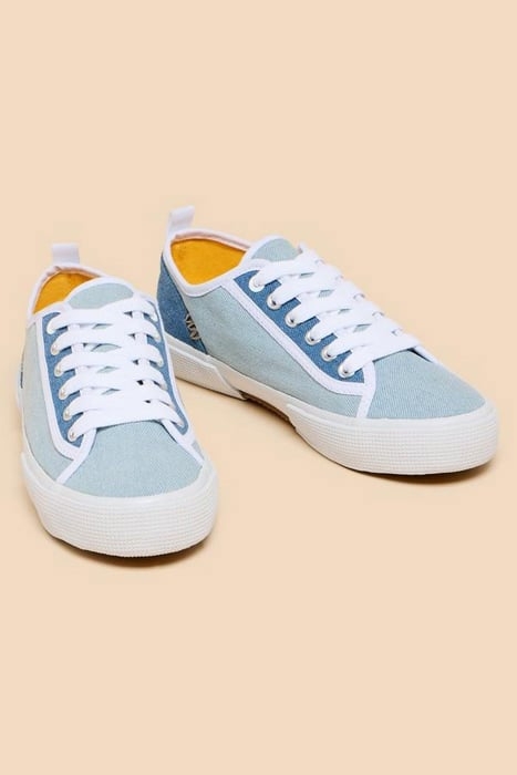 PIPPA CANVAS LACE UP TRAINER CHAMBRAY BLUE 1