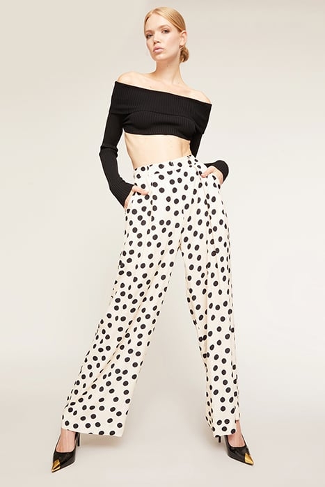 WIDE POLKA DOT SATIN TROUSERS NATURAL 3