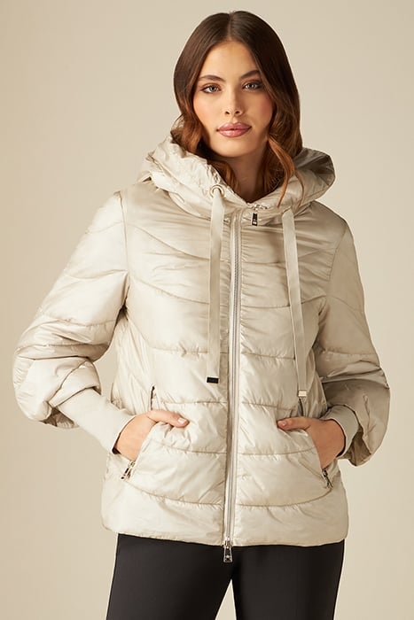 ECO-FRIENDLY DOWN JACKET WITH DETACHABLE ARM WARMERS BEIGE 1