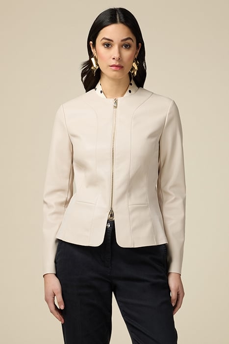 SLIM FIT WINTER JACKET IN COATED FABRIC NATURAL 1