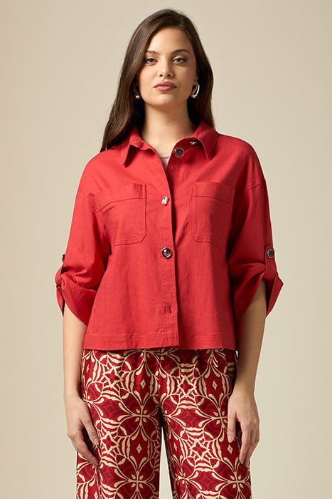 LINEN BLEND BOXY JACKET ORANGE 1