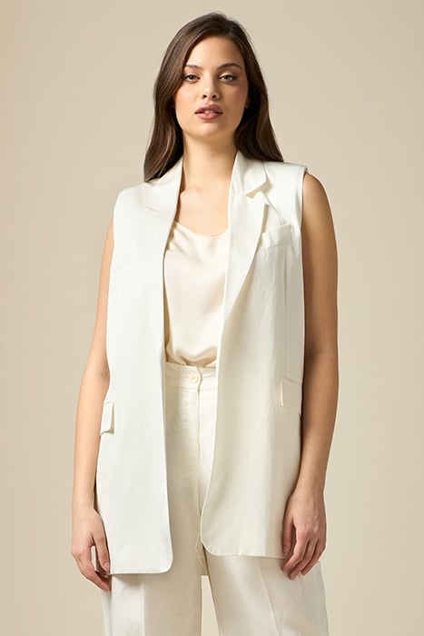LONG LINEN BLEND WAISTCOAT WHITE 1