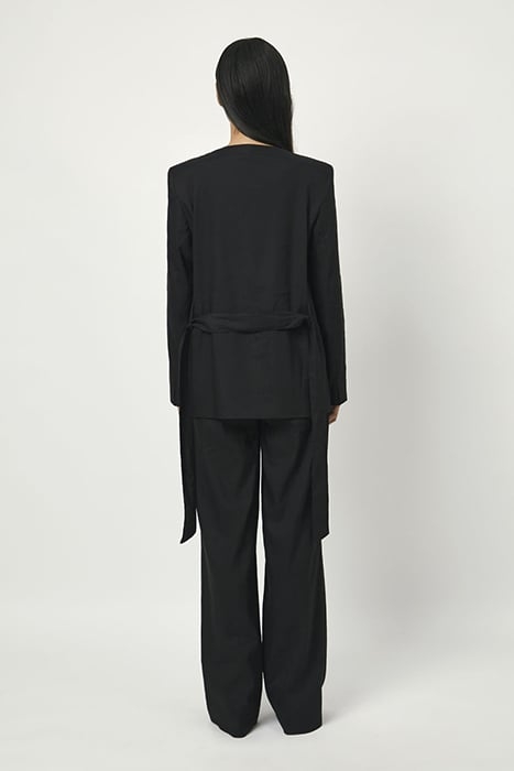 SERA BELTED LINEN BLAZER RAVEN 6
