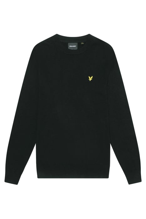 COTTON MERINO CREW NECK JUMPER JET BLACK 3