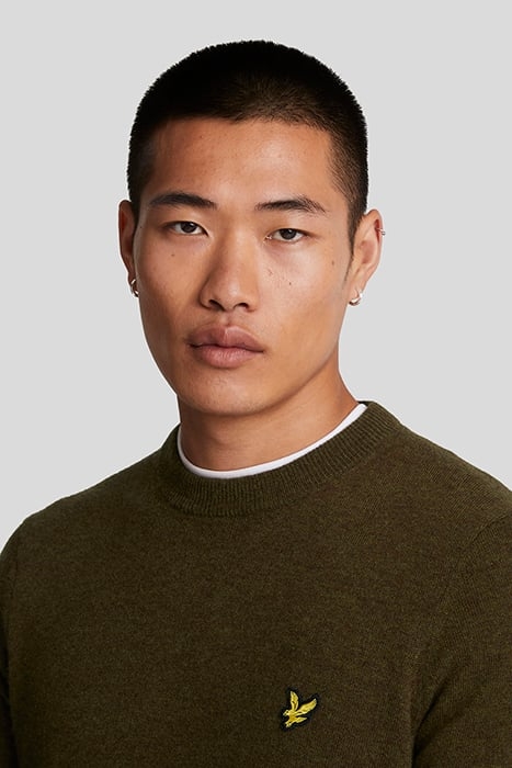 LAMBSWOOL BLEND CREW NECK JUMPER OLIVE MARL 5