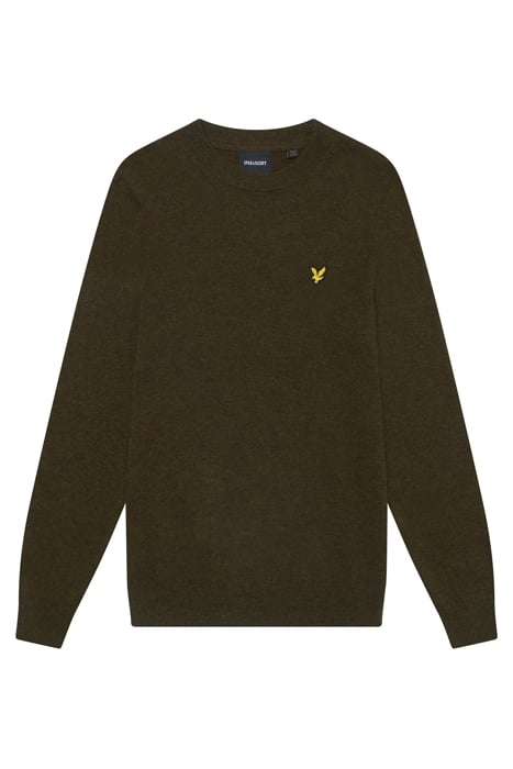 LAMBSWOOL BLEND CREW NECK JUMPER OLIVE MARL 4