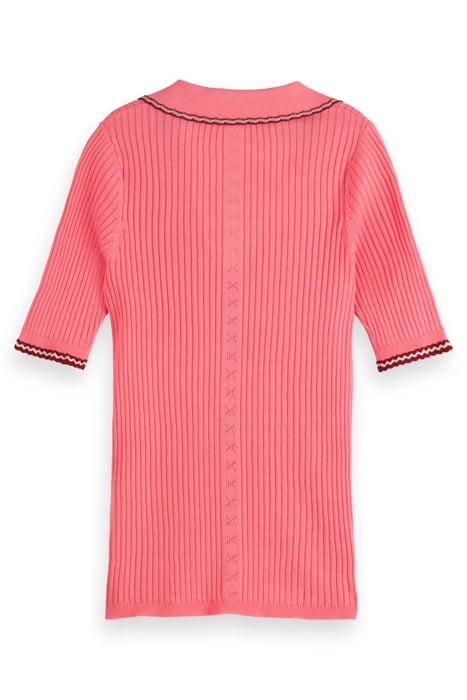 RIB COLLARED KNITTED TEE PEACHY 2
