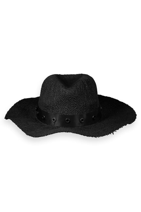 STRAW HAT WITH EYELETS BLACK 1