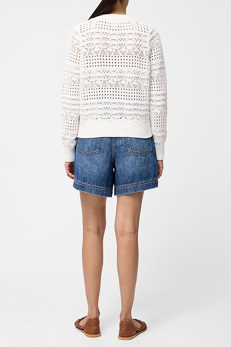 CROCHET BOBBLE KNIT CARDIGAN SUMMER WHITE 2