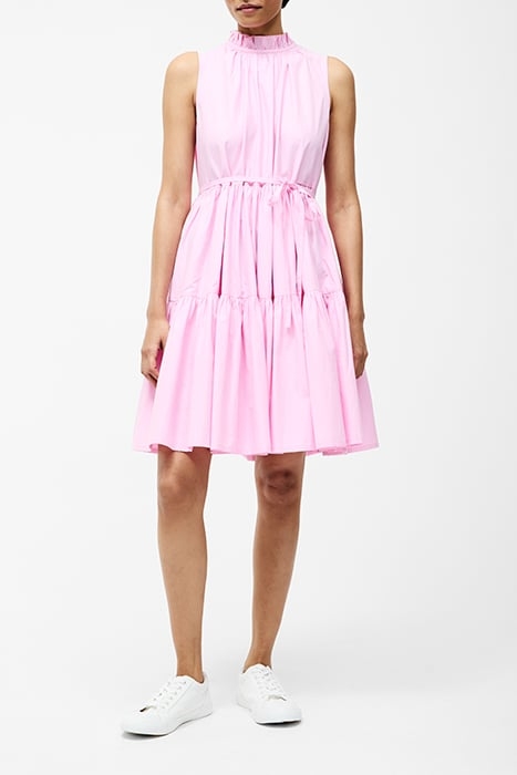 TIERED POPLIN MINI DRESS STRAWBERRY SHAKE 1